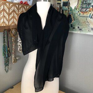 Gorgeous Embroidered Rhinestone Silk Blend Scarf